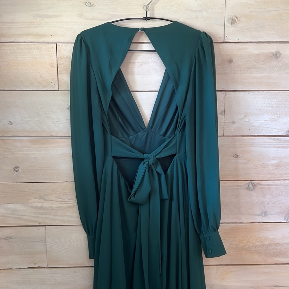 Lulu’s Talk About Divine Hunter Green Long Sleeve Backless Maxi Dress sz M EUC - Picture 4 of 6